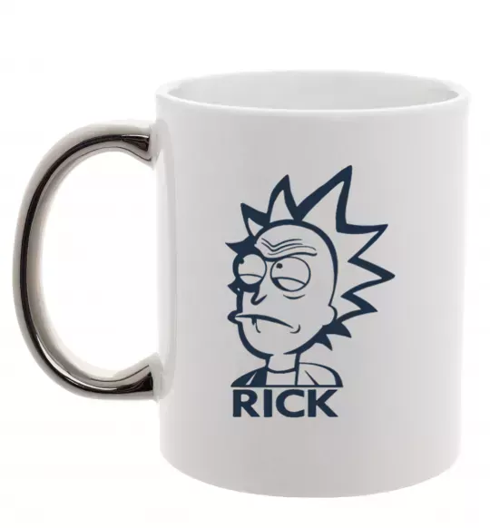 Чашка з кольоровою ручкою RICK Срібло фото