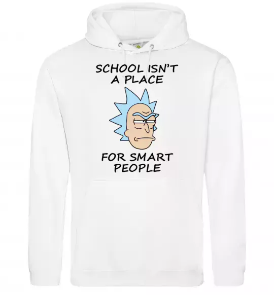 Мужская толстовка (худи) School isn't a place for smart people Белый фото