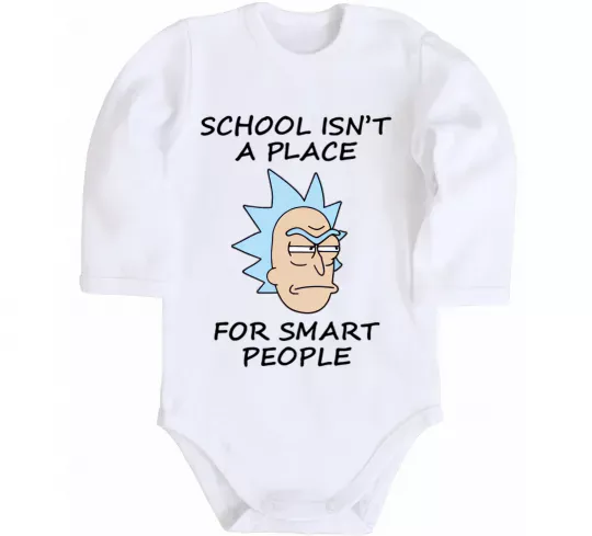 Детский боди School isn't a place for smart people Белый фото