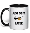 Чашка з кольоровою ручкою just do it later Чорний фото