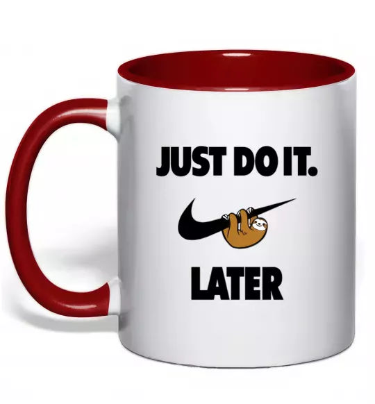 Чашка з кольоровою ручкою just do it later Червоний фото