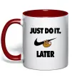 Чашка з кольоровою ручкою just do it later Червоний фото