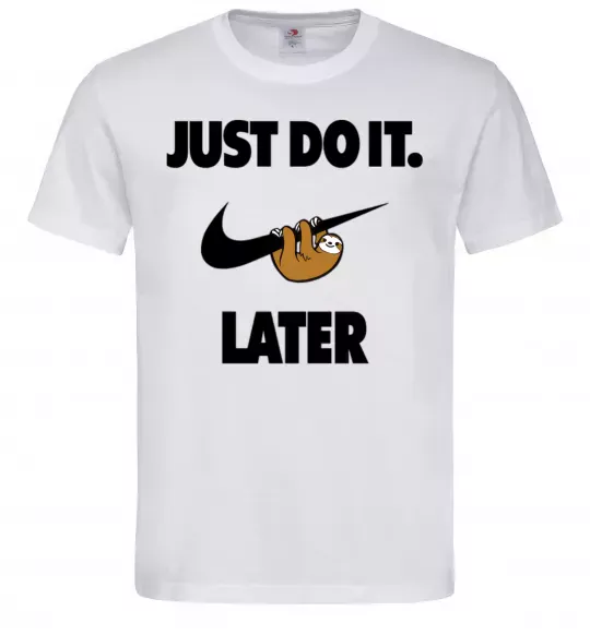 Мужская футболка just do it later Белый фото