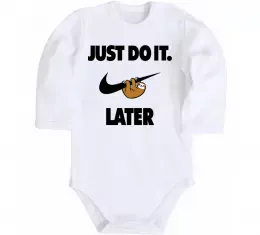 Детский боди just do it later Белый фото