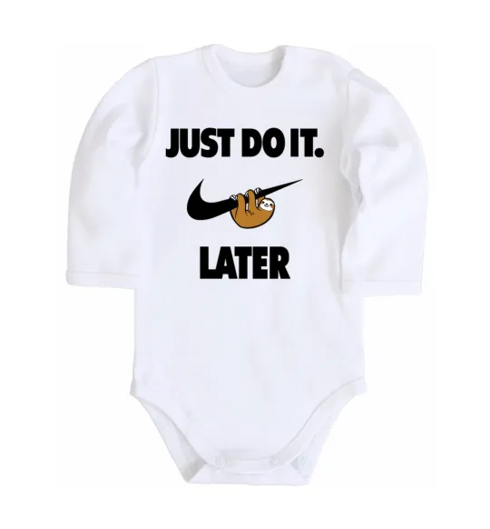 Детский боди just do it later Белый фото