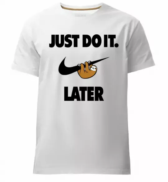 Чоловіча преміум футболка just do it later Білий фото