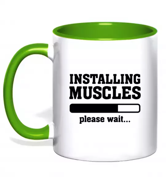 Чашка с цветной ручкой installing muscles version 2 Зеленый фото