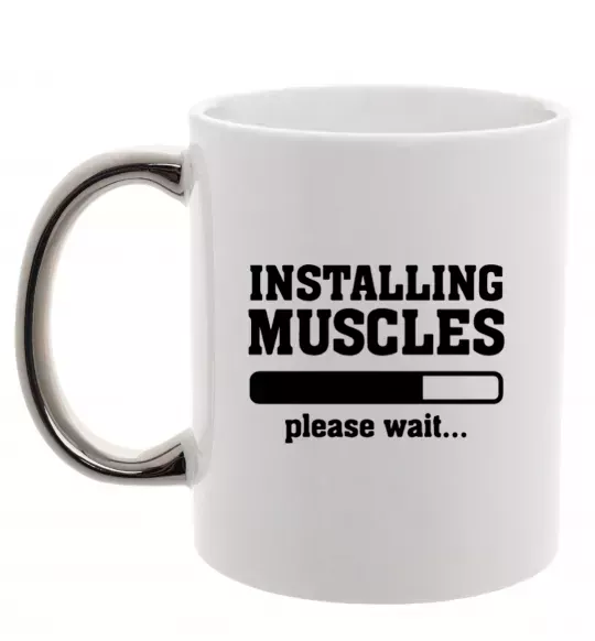 Чашка с цветной ручкой installing muscles version 2 Серебро фото