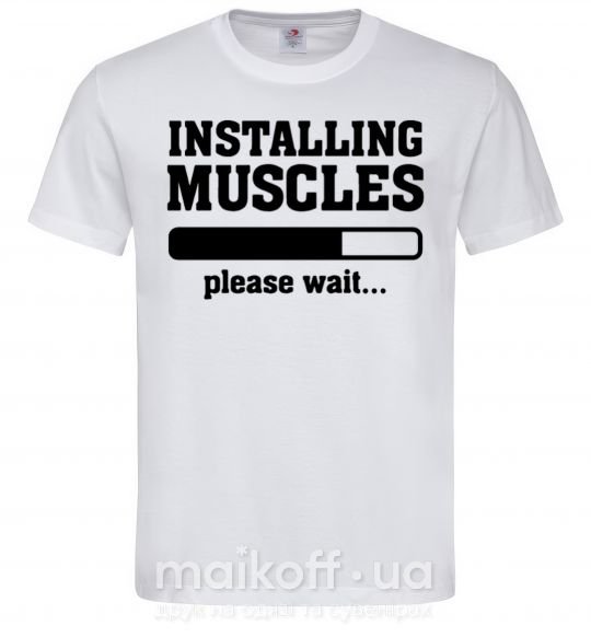 Чоловіча футболка installing muscles version 2 Білий фото