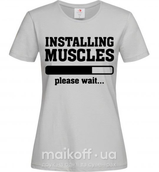 Жіноча футболка installing muscles version 2 Сірий фото