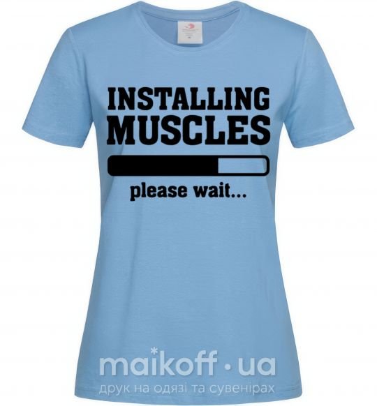 Жіноча футболка installing muscles version 2 Блакитний фото