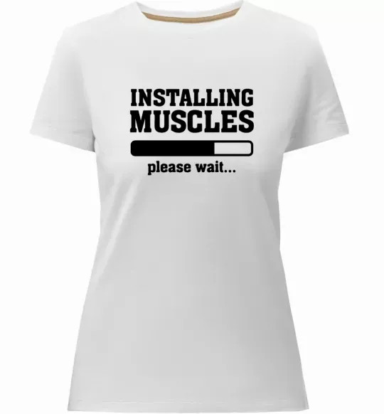 Жіноча преміум футболка installing muscles version 2 Білий фото
