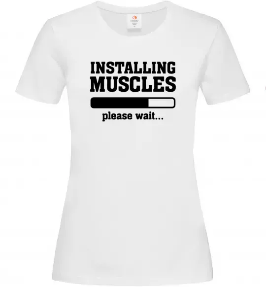Женская футболка installing muscles version 2 Белый фото