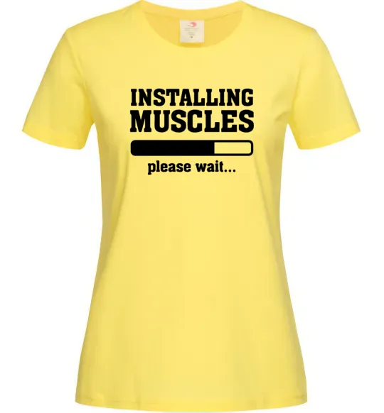 Женская футболка installing muscles version 2 Лимонный фото