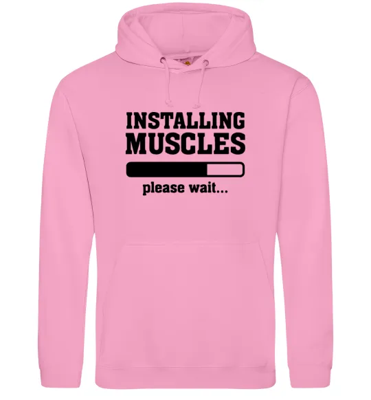 Мужская толстовка (худи) installing muscles version 2 Розовый фото
