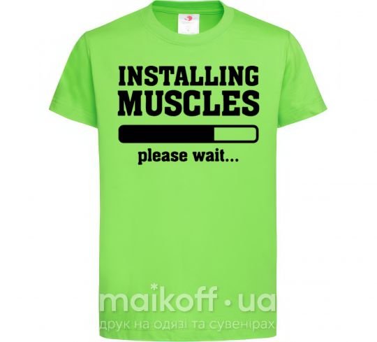 Детская футболка installing muscles version 2 Лаймовый фото