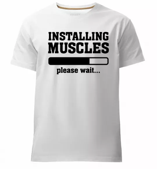 Мужская премиум футболка installing muscles version 2 Белый фото