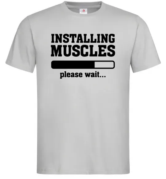 Чоловіча футболка installing muscles version 2 Сірий фото