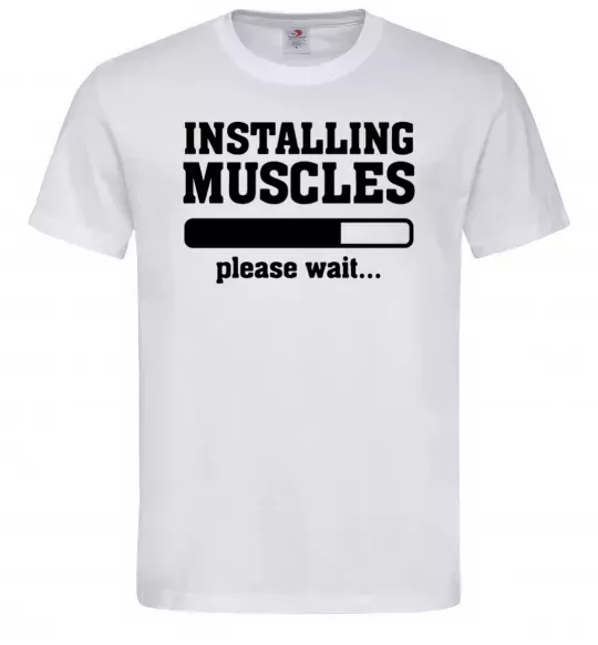 Чоловіча футболка installing muscles version 2 Білий фото