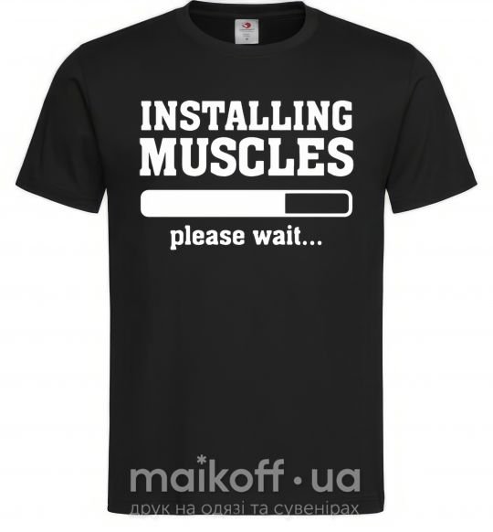 Чоловіча футболка installing muscles version 2 Чорний фото