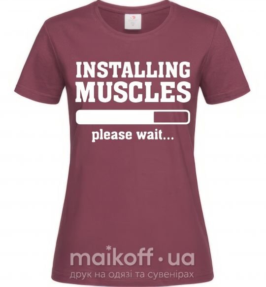 Жіноча футболка installing muscles version 2 Бордовий фото
