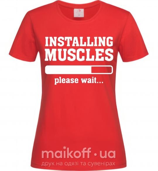 Жіноча футболка installing muscles version 2 Червоний фото
