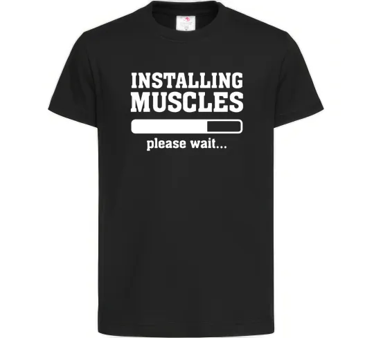 Детская футболка installing muscles version 2 Черный фото