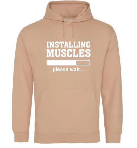 Женская толстовка (худи) installing muscles version 2 Песочный фото
