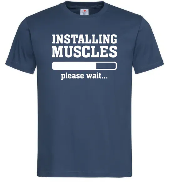 Чоловіча футболка installing muscles version 2 Темно-синій фото