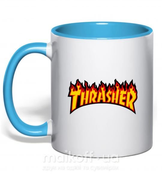Чашка с цветной ручкой Thrasher Голубой фото