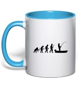 Чашка с цветной ручкой Еволюція рибака Чашка с цветной ручкой Еволюція рибака