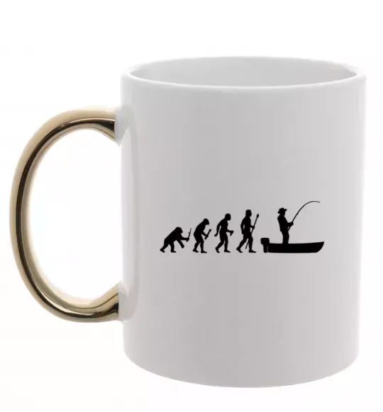 Чашка с цветной ручкой Еволюція рибака Золото фото