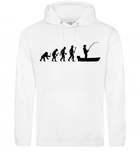 Жіноча толстовка (худі) Еволюція рибака Білий фото