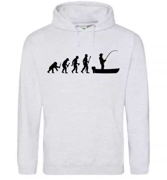 Жіноча толстовка (худі) Еволюція рибака Сірий меланж фото