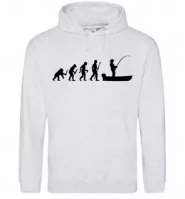 Жіноча толстовка (худі) Еволюція рибака Сірий меланж фото