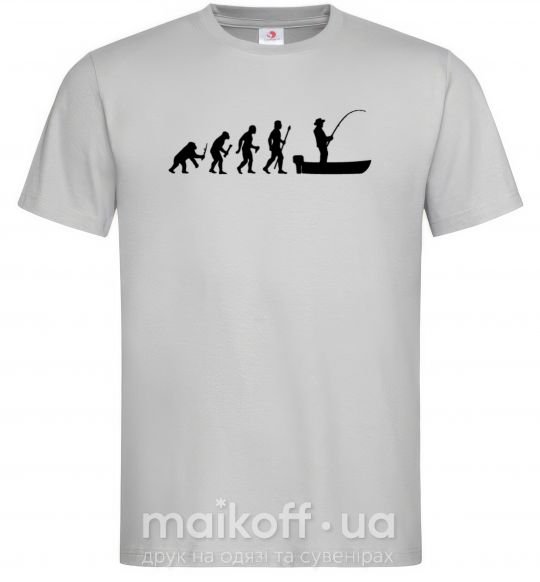 Мужская футболка Эволюция рыбака Серый фото