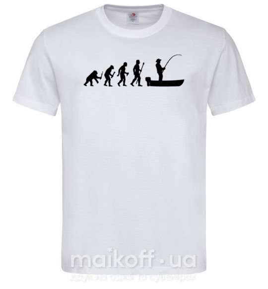 Чоловіча футболка Эволюция рыбака Білий фото