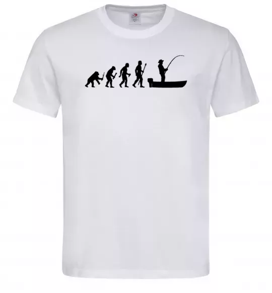 Мужская футболка Еволюція рибака Белый фото