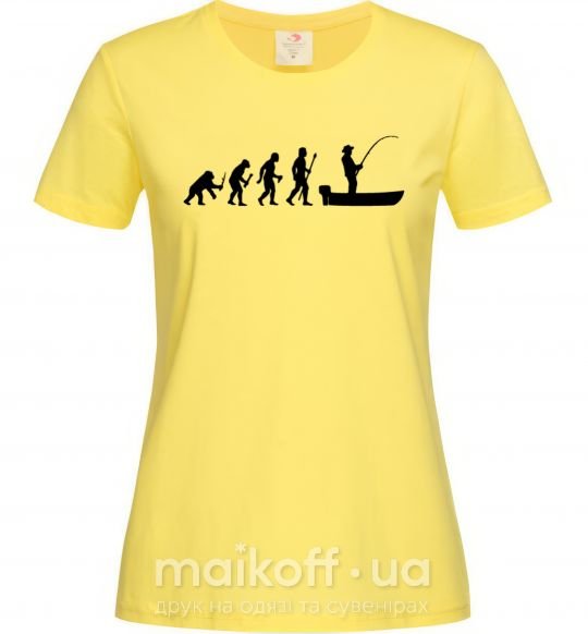 Женская футболка Эволюция рыбака Лимонный фото