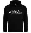 Мужская толстовка (худи) Еволюція рибака Черный фото
