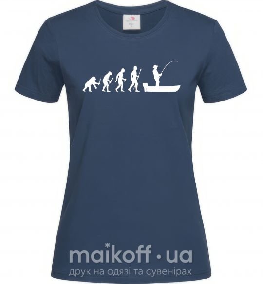 Женская футболка Эволюция рыбака Темно-синий фото