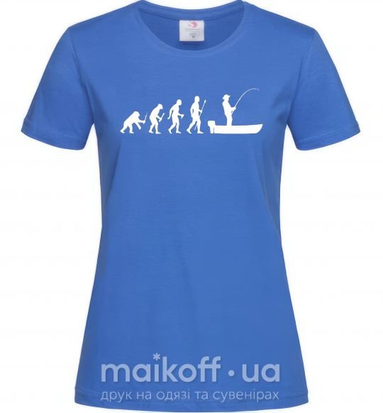 Женская футболка Эволюция рыбака Ярко-синий фото
