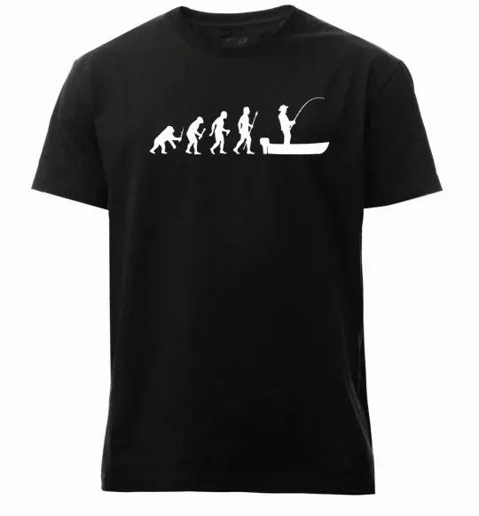 Мужская премиум футболка Еволюція рибака Черный фото