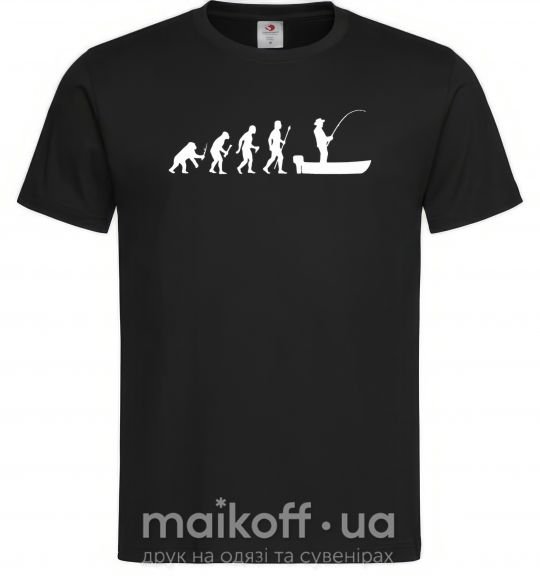 Мужская футболка Эволюция рыбака Черный фото