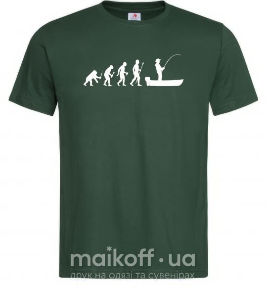 Мужская футболка Эволюция рыбака Темно-зеленый фото
