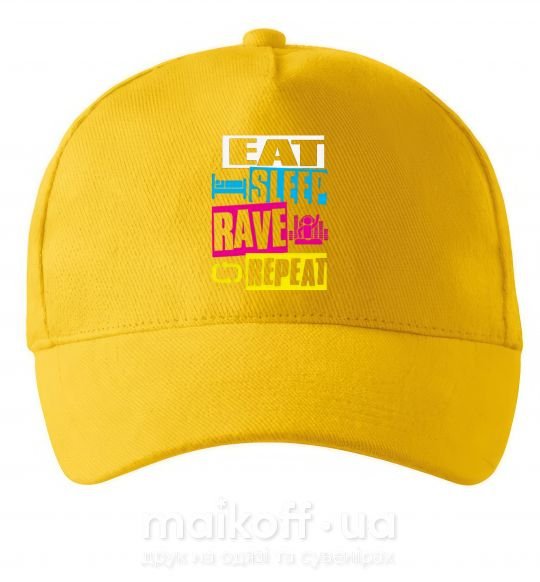 Кепка eat sleap rave repeat Солнечно желтый фото