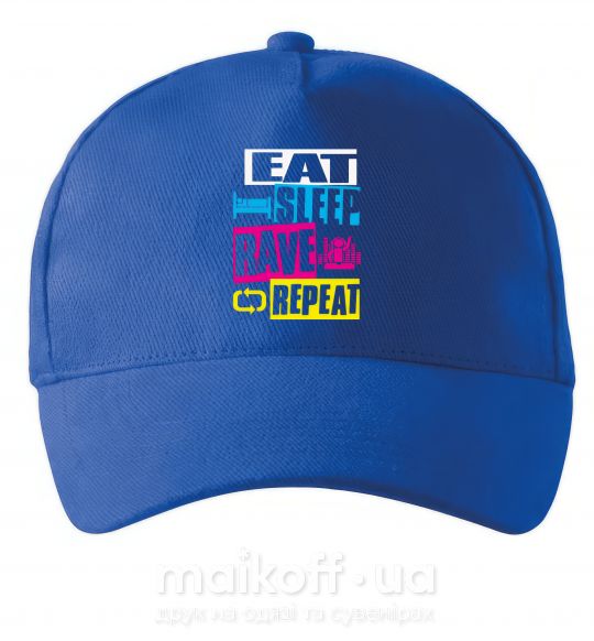 Кепка eat sleap rave repeat Ярко-синий фото