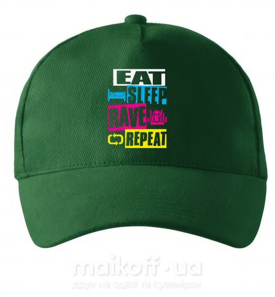 Кепка eat sleap rave repeat Темно-зеленый фото