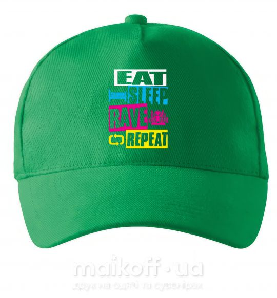 Кепка eat sleap rave repeat Зелений фото