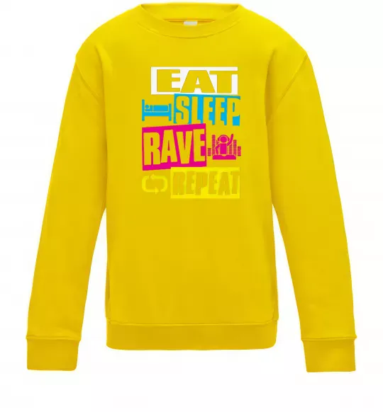 Детский Свитшот eat sleap rave repeat Солнечно желтый фото